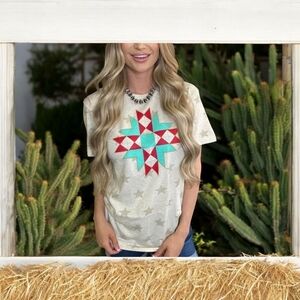 NWOT Sterling Kreek Star Pattern T-Shirt Size Large